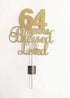 ALPHA K 64th Birthday/Anniversary Cake Topper – 64 Years Blessed & Loved Cake Topper with Gold Glitter...