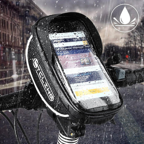 Waterproof Bicycle Storage Bags Reflective Phone Mount Top Tube Bag Bike Phone Case Holder Accessories Cycling Pouch Compatible with iPhone 15,14,...
