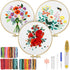 TINDTOP Embroidery Kit for Adult Beginners, Flowers Embroidery Kit for Beginners Include Embroidery Cloth Hoops Threads for Craft Lover Hand Stitc...