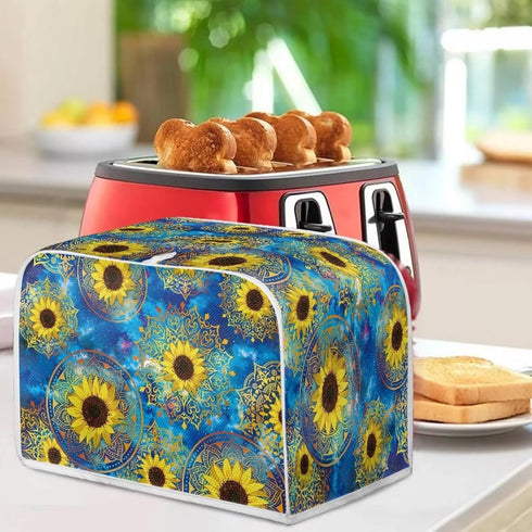 Sunflower Print Toaster Cover 2 Slice Wide Slot Decorative Accessories for Kitchen, Boho Mandala Flower Small Appliance Covers Anti Fingerprints O...