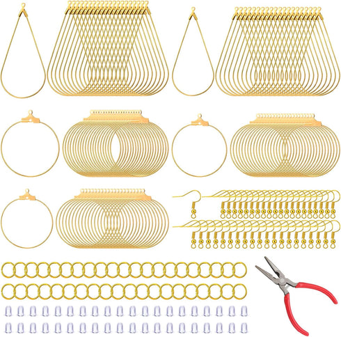 Inbagi 481 Pcs Earring Making Kit Jewelry Making Supplies Bulk Earring Findings with Teardrop and Round Beading Hoops Earring Hooks Open Jump Ring...