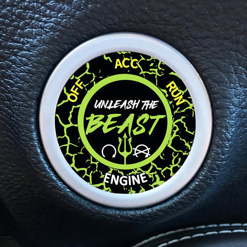 Push Start Button Cover for Dodge Challenger Charger Durango and Jeep Grand Cherokee SRT8 2015-2024, Unleash The Beast Stylish Design Engine Start...