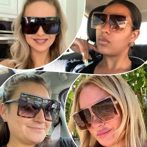 GRFISIA Square Oversized Sunglasses for Women Men Flat Top Fashion Shades...