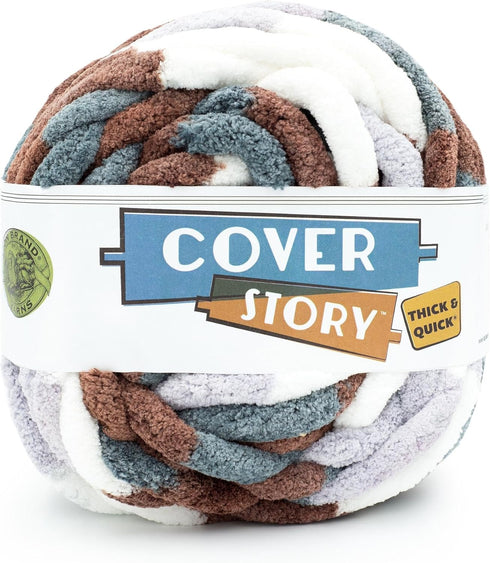 Lion Brand Yarn Cover Story Thick & Quick, Blanket Yarn, Snow Peak, 1 Pack...