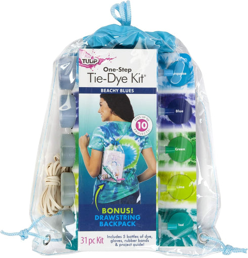 Tulip One-Step Tie Dye Backpack Kit Beachy Blues, 31pc, Party and Craft Supplies, Vibrant Colors for Fashion Art Projects...