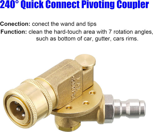 M MINGLE Pressure Washer Accessories Kit, 7 Power Washer Nozzle Tips, Quick Connecting Pivoting Coupler, 1/4 inch, 4500 PSI, 8-Pack...
