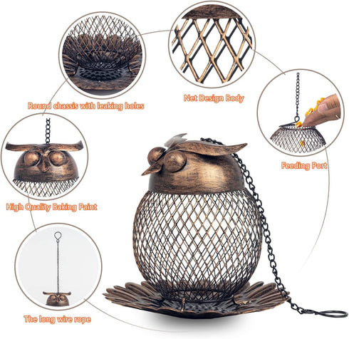 Outdoor Garden Wild Bird Feeder Hanging Bird Feeders, Heavy Duty Copper Metal Mesh Wild Finch Bird Feeder for Outside with Hook for Garden Yard De...