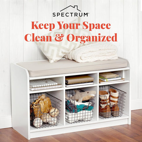 Spectrum Wire Basket for Organizing (Small, Industrial Gray) - Sturdy Scoop Pantry Basket Storage - Wire Storage Basket Organizer for Kitchen, She...