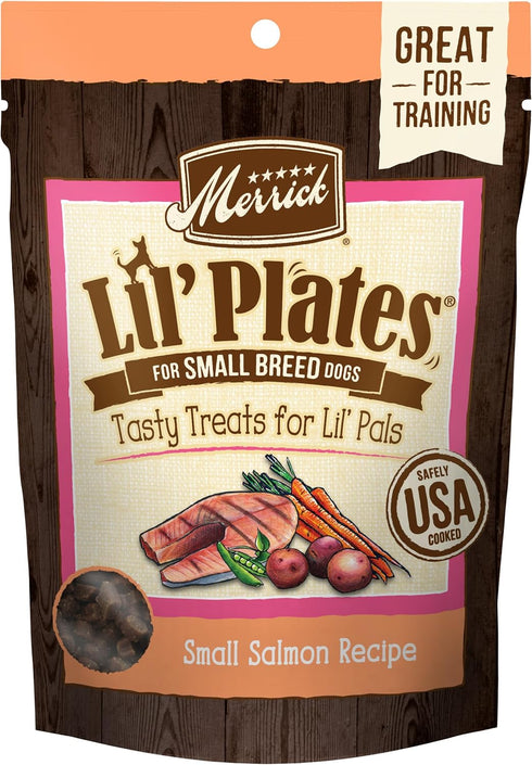 Merrick Lil’ Plates Grain Free Small Dog Treats, Natural Training Treats For Small Dogs, Small Salmon Recipe - 5 oz. Pouch...