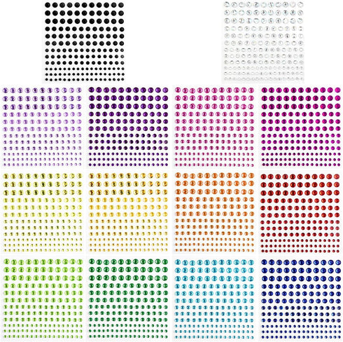 Meafeng Gem Stickers, 14 Colors, Self Adhesive, Bling Rhinestone Jewels, Stick on Gems for Face Makeup, Body, Nails, Festivals, Crafts, Weddings E...