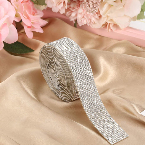 Self Adhesive Rhinestone Strips Diamond Bling Crystal Ribbon Sticker Wrap for Craft Jewel Tape Roll with 2 mm Rhinestones for DIY Car Phone Christ...