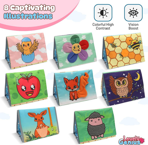 Tummy Time Mirror Toys with Soft Crinkle 3D Activity Book-Baby Teether, High Contrast Baby Toys for Newborn Tummy Time Toys Developmental Newborn ...