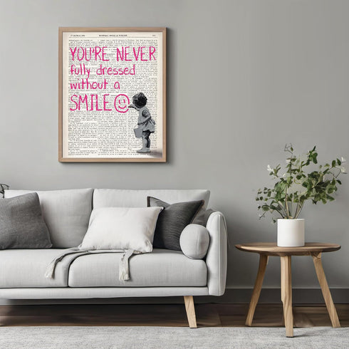 Posterizer 1 pcs-You're never fully dressed without a smile quote-Motivational & Inspirational Art-Gift for Couples boyfriend girlfriend Husband W...