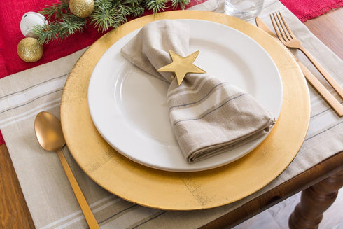 DII French Stripe Dining Table Collection Farmhouse Style Placemat Set, 13x19 Inches, Taupe/White, 6 Piece...