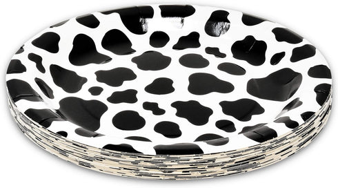 Gift Boutique 122 Pcs Cow Print Party Supplies Disposable Set Paper Plates Cup Napkin for Barnyard Cowboy Cowgirl Farm Animal Barn Birthday Baby S...