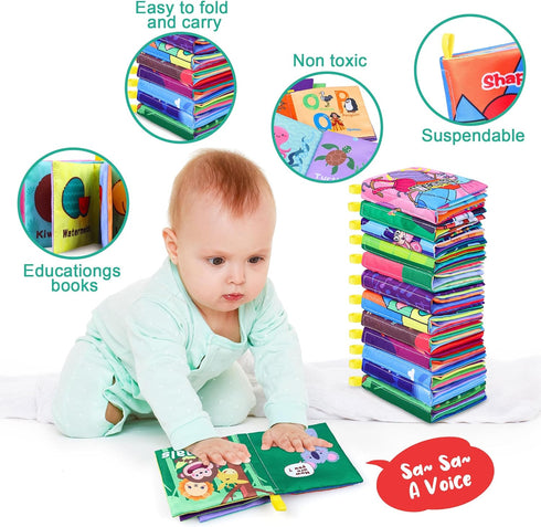 Baby Bath Books, Fabric Soft Baby Cloth Books, Early Education Toys, Waterproof Baby Books for Toddler, Newborn, Infants Perfect Shower Toys, Kids...