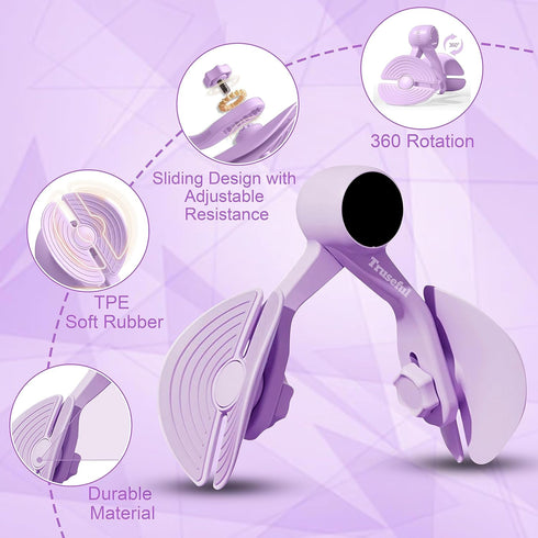 Hip and Inner Thigh Trainer | 360-degree Adjustable Pelvic Floor Muscle Trainer for Arms & Slimmer Thighs | Leg Press, Butt Workout and Kegel Exer...