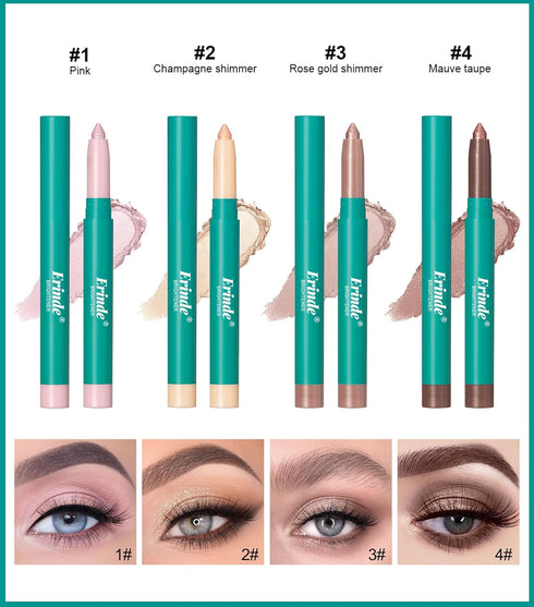 Erinde 4 Colors Eyeshadow Stick, Eye Brightener Stick, Shimmer Creamy Eye Shadow Makeup, Long Lasting Waterproof Glitter Highlighter Eye Liner Pen...