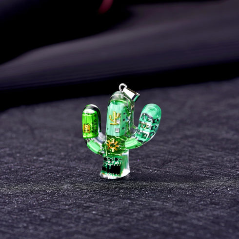 Cyberpunk Cactus pendant Necklace Steampunk Hip hop Pendant Mechanical Pendant Accessories Cool Pendant Necklace for Men and Women, Green...