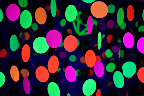 Midnight Glo Neon Paper Garland Circle Dots Hanging Decorations for Birthday Party Wedding Decorations Black Light Reactive UV Glow Party 78ft(6 P...