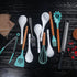 Artena Large Soup Spoons Set Of 4, 9 Inch White Ceramic Serving Asian Soup Spoons for Ramen, Pho, Chinese Long Handle Spoon, Deep Oval Hook Design...