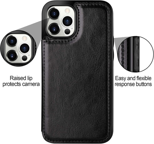 HianDier Wallet Case Compatible with iPhone 12 Pro MAX Case 5G 6.7-inch Slim Protective with Credit Card Slot Holder Flip Folio Soft PU Leather Ma...