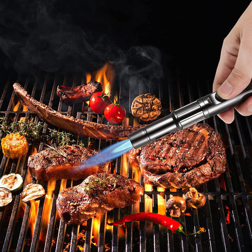 Butane Torch Lighter Long Butane Lighter Refillable Kitchen Torch Lighter with Visible Fuel Window Adjustable Jet Flame Pen Lighter Butane Lighter...