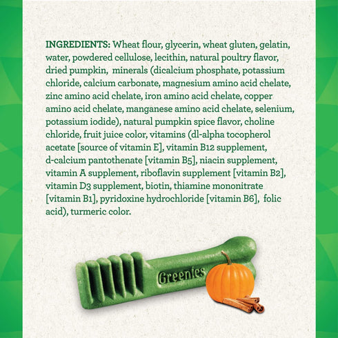 Greenies Pumpkin Spice Flavor Large Size, Veterinarian-Recommended for Dental Care, Dog Treat Chews, Limited Edition, 12 oz., Pack of 8...