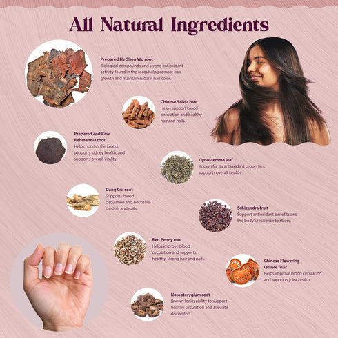Dragon Herbs Hair and Nails | All Natural Supplement to Support Hair, Nails, Healthy Aging, and Circulation | All Natural Ingredients, Non-GMO (10...