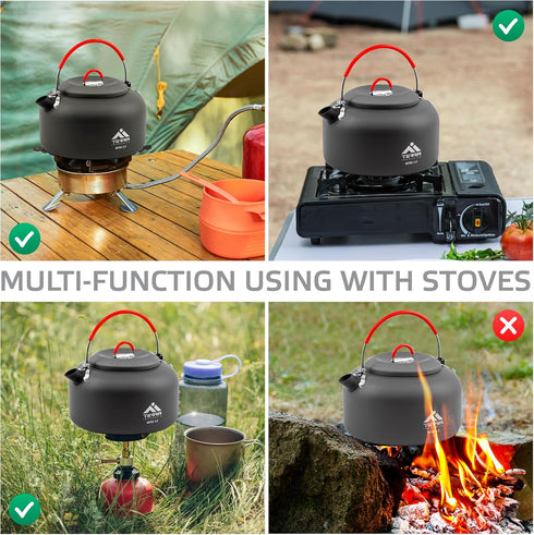 1.3L Aluminum Camping Kettle - Versatile Camping, Hiking, and Backpacking Tea Kettle, Portable Outdoor Adventure Teapot...