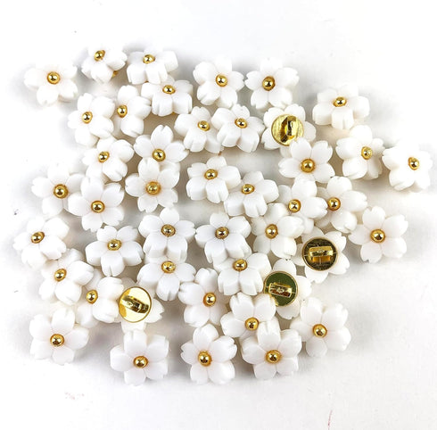 50PC Flower Buttons Metal Shank Button for Wedding Shirt Crafts Sewing Scrapbooking 11mm,Matte White...