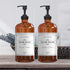 16 OZ Thick Amber Glass Soap Dispenser with Plastic Pump 2 Pack, Hand and Dish Soap Dispenser Set for Bathroom with 6 Waterproof Labels...