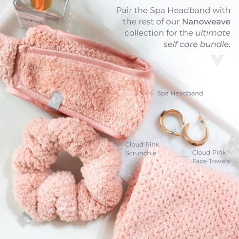 VOLO Cloud Pink Spa Headband for Women | Hair Band for Makeup, Washing Face, Skincare, Facial, Shower & More | Ultra-Soft, Absorbent, Stretchy, No...