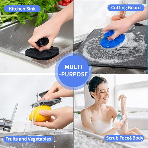 Silicone Sponge, BEAUTAIL Non-Scratch Scrub Sponges for Washing Dishes, Kitchen Fruit Vegetable Cleaning Brush, Long Lasting and Reusable Dishwash...