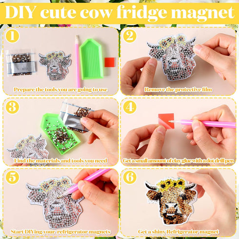 Remuuly 30 Pcs Diamond Painting Magnets Summer Diamond Art Magnet Spring Flower Animal Cupcake Refrigerator Magnetic Sticker Diamond Fridge Magnet...