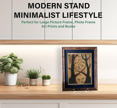 AMT 2 Pack 5 Inch Acrylic Plate Stands for Display Plate Holder Display Stand + Frame Holder Stand for Picture, Decorative Plate, Book, Photo Ease...