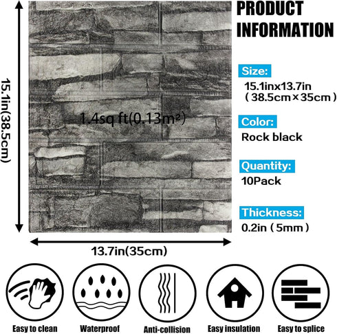 WAPANE 3D Brick Peel and Stick Wallpaper, 3D Wall Panels Self Adhesive, Removable Wallpaper Waterproof PE Foam Paintable,for Bedroom/Living Room/K...