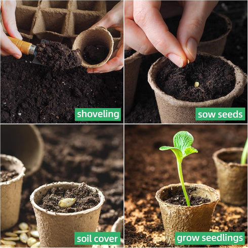 JERIA 50-Pack 3.15 Inch Peat Pots for Seedling with 50 Pcs Plant Labels,Outdoor Garden Germination Nursery Pots,Biodegradable Seed Starter Pots Ki...