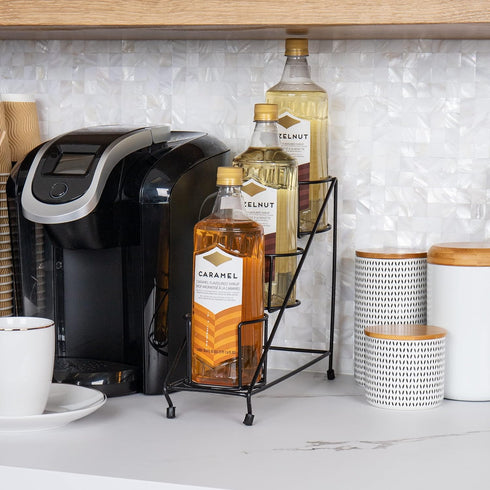Mind Reader Coffee Syrup Station, Coffee Bar Accessories, Kitchen Countertop Organizer, Metal, 4.25" L x 14" W x 10.75" H, Black...
