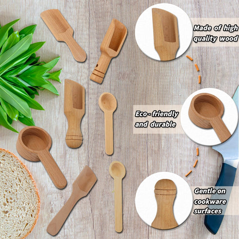 14 pcs Mini Wooden Spoons, CNYMANY 3”-4.3” Small Wooden Spoons Little Wooden Teaspoons for Bath Salt, Spices, Candy, Washing Powder, Sugar, Honey,...
