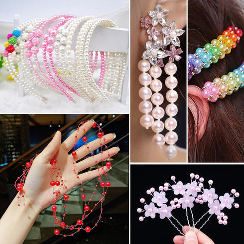 4200PCS Pearl Beads for Jewelry Making 28 Colorful 4mm Round Pearl Beads for Bracelets Making Kit Small Pearl Filler Beads for DIY Craft Necklace ...