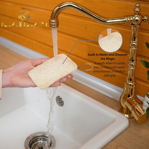 Natural Loofah Dish Sponge Scrubber | Eco-Friendly, Natural, Biodegradable and Reusable Dish Loofah Kitchen Sponge | 3 Count (1 Pack)...