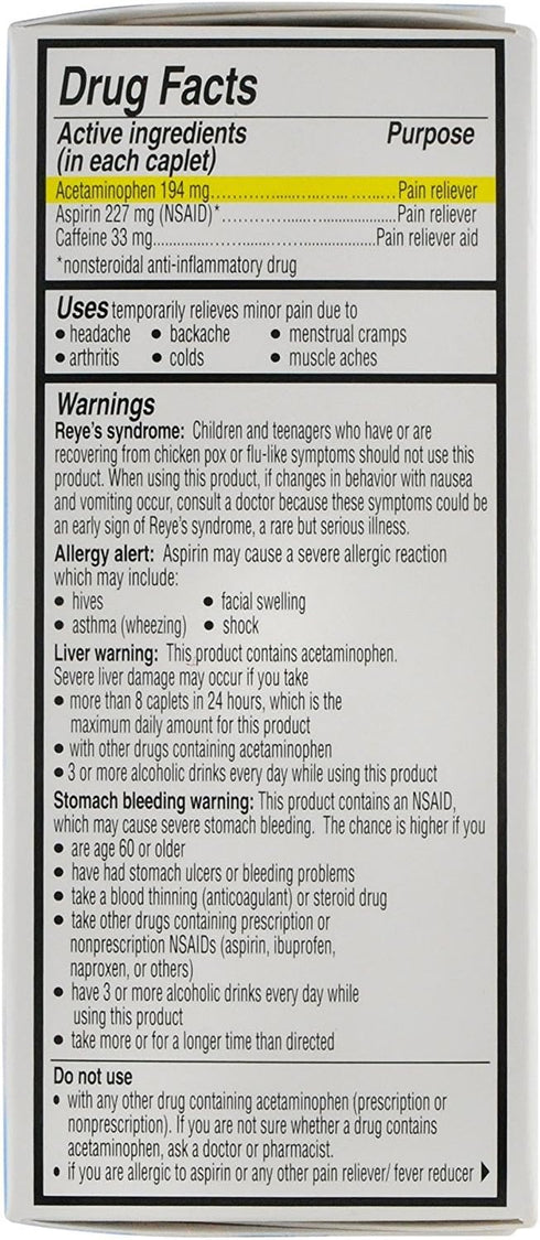 Vanquish Headache Relief, Acetaminophen, Aspirin, Caffeine, 100 Caplets...