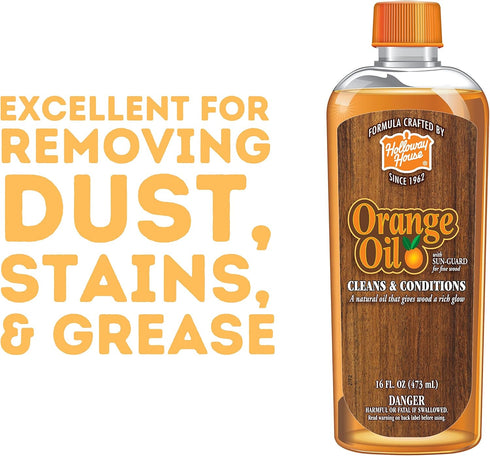 Holloway House Orange Oil Cleaner 16oz, 6Pk w/Sun-Guard for Fine Wood | Cleans & Conditions | Removes Soap Scum from Shower Doors, Stainless, Tile...