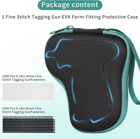 Tagging Gun Kit: Contains 2000 pcs 0.18-inch Miniature Fasteners (Half White, Half Black) and EVA Form-Fitting Protective case. (Does not Include ...
