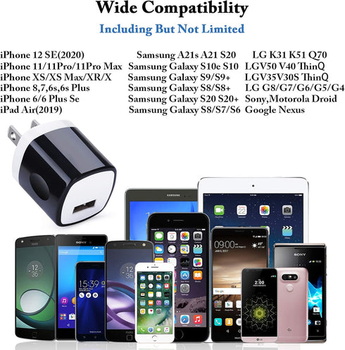 Wall Adapter 10 Pack,UorMe 1A 5V Single Port Charger Power USB Plug Charging Cube Block Box Compatible iPhone 14 13 12 SE 11, Galaxy S23 Ultra S22...