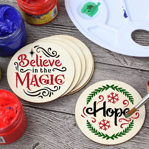 Small Christmas Stencils 4inch,Christmas Stencil Xmas Vintage Stencils Holiday Templates for Painting on Wood Slice...