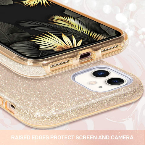 MILPROX Case Compatible for iPhone 11, Bling Sparkly Glitter Luxury Shiny Sparker Shell, Protective 3 Layer Hybrid Anti-Slick Slim Soft Cover for ...