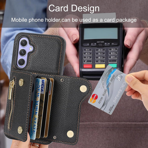 Asuwish Phone Case for Samsung Galaxy S24 5G Zipper Wallet Cover with Screen Protector and Credit Card Holder Slot Shoulder Crossbody Strap Long L...