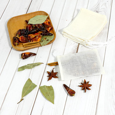 Spice Bags for Cooking, 30PCS Muslin Drawstring Soap Bags Reusable Empty Tea Bags for Loose Tea Sachet Bags Cheese Cloth Bags for Straining 3x4 In...